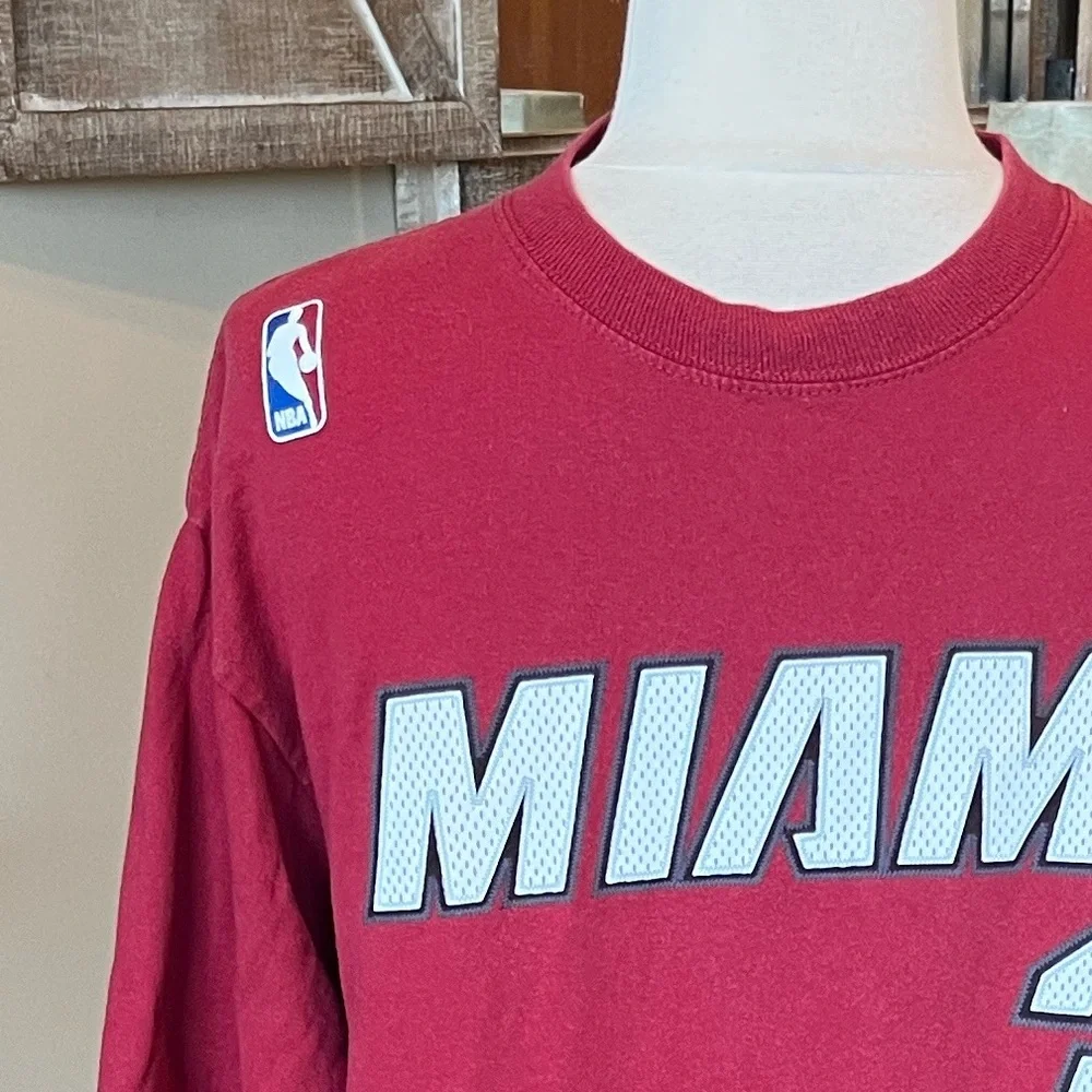 Miami Heat Wade #3 Adidas Red Cotton Short Sleeve Mens Medium